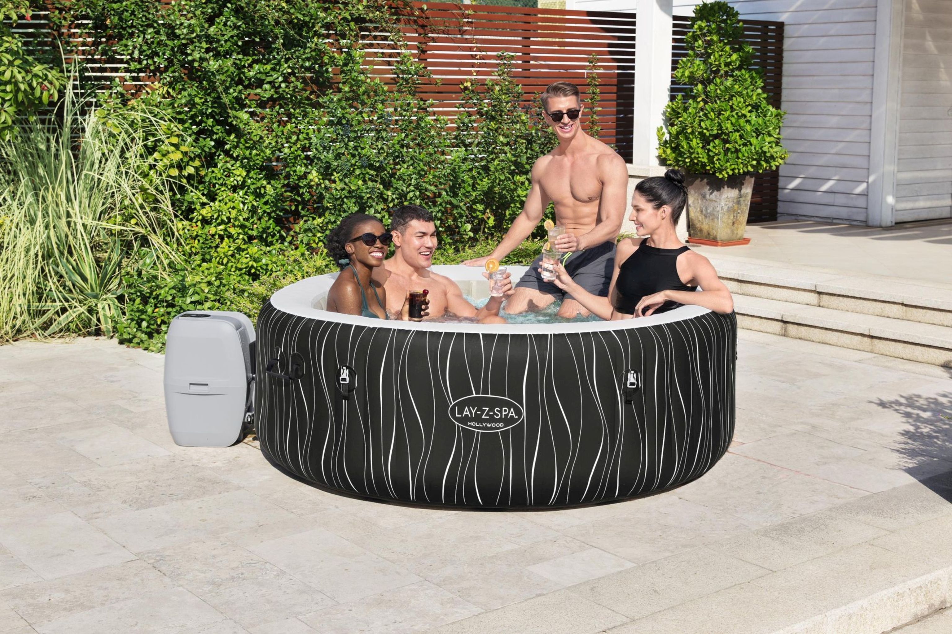 LAY-Z-SPA Hollywood AirJet LED-Whirlpool Ø 196 x 66 cm für 6 Personen