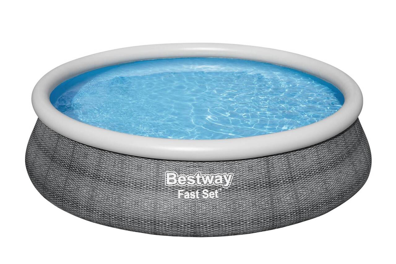 Fast Set™ Aufstellpool-Set mit Filterpumpe Ø 457 x 107 cm, Rattan-Optik (Schiefergrau), rund 57372_22 Fast Set™ Aufstellpool-Set mit Filterpumpe Ø 457 x 107 cm, Rattan-Optik (Schiefergrau), rund 57372_22