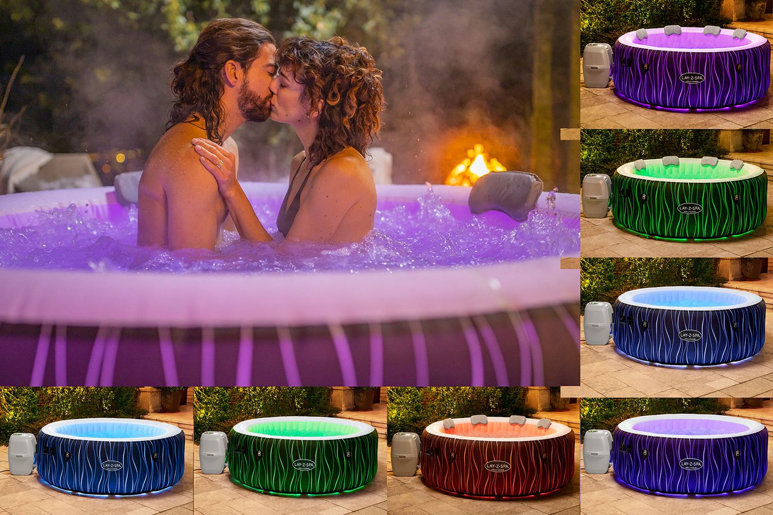 LAY-Z-SPA Hollywood AirJet LED-Whirlpool Ø 196 x 66 cm für 6 Personen LAY-Z-SPA Hollywood AirJet LED-Whirlpool Ø 196 x 66 cm für 6 Personen