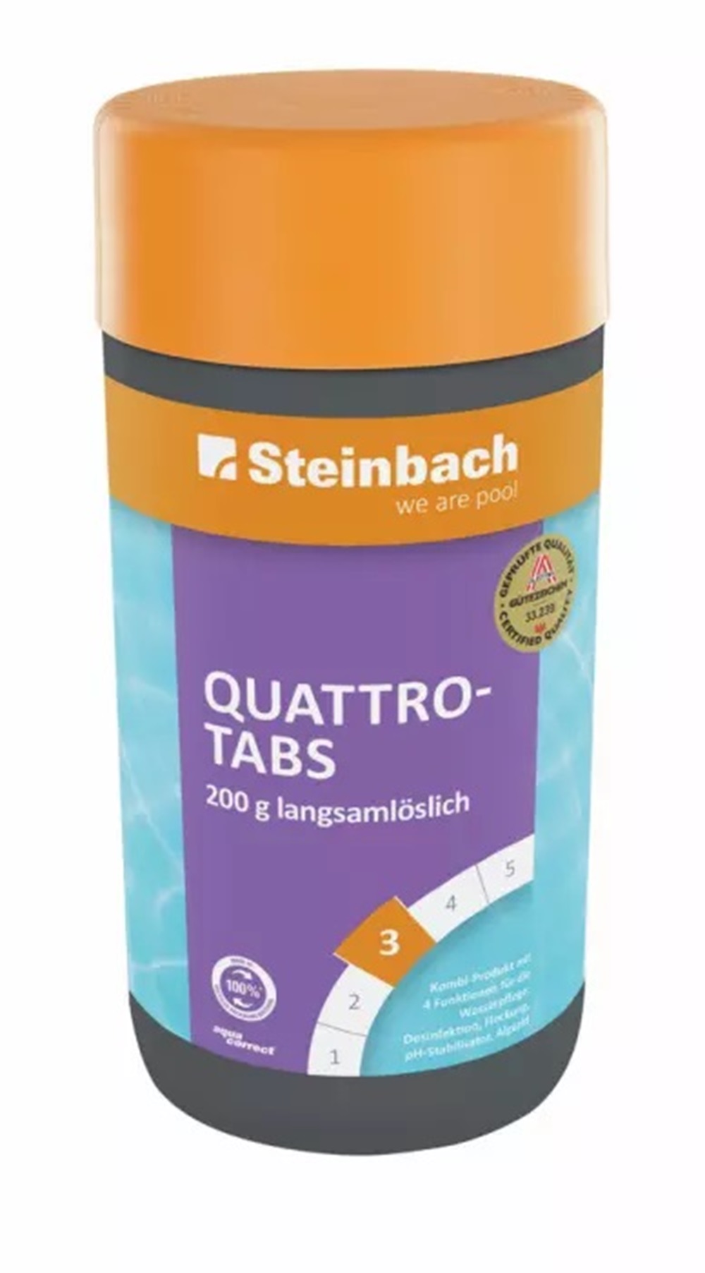 Steinbach Quattrotabs 1Kg, 4 in 1 Poolpflege mit Flockungsmittel, Algizid, Chlor und pH-Stabilisator IN-0752601TD08 Steinbach Quattrotabs 1Kg, 4 in 1 Poolpflege mit Flockungsmittel, Algizid, Chlor und pH-Stabilisator IN-0752601TD08