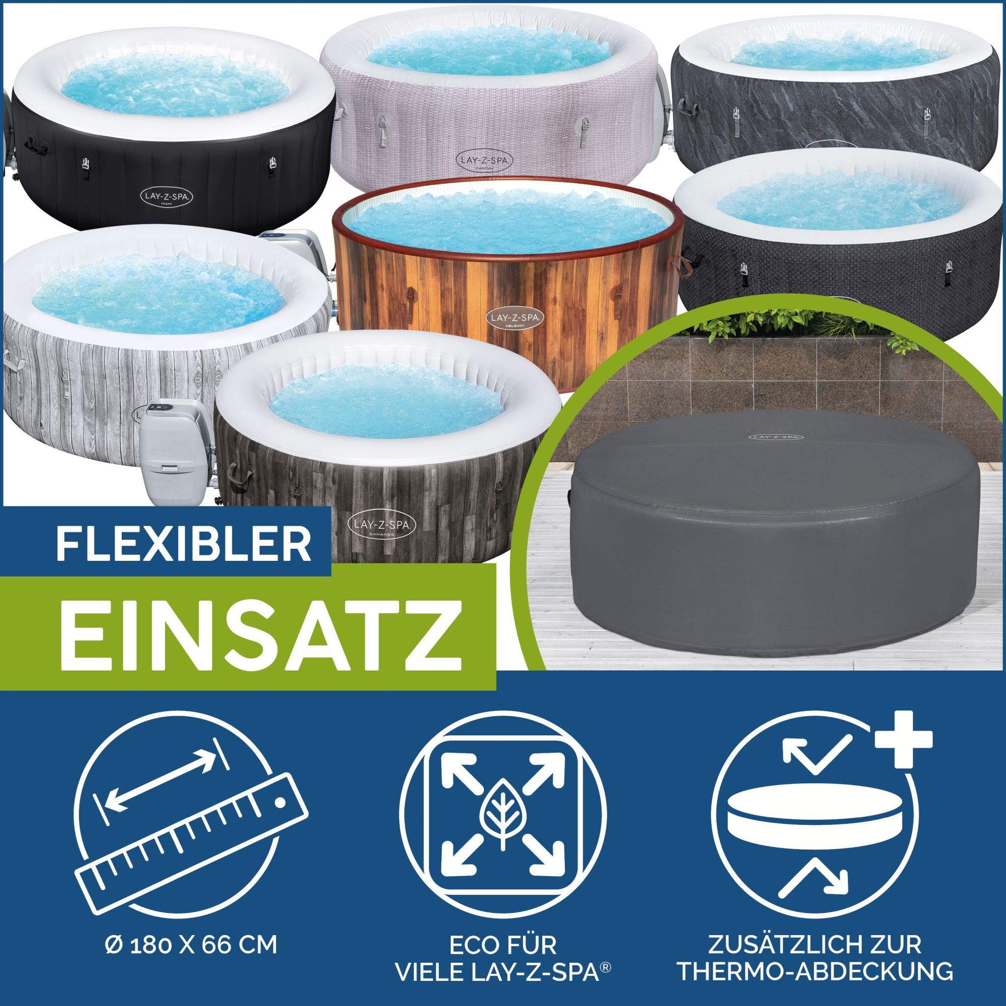 LAY-Z-SPA Abdeckung EnergySense Plus Thermo 180 x 66 cm rund
