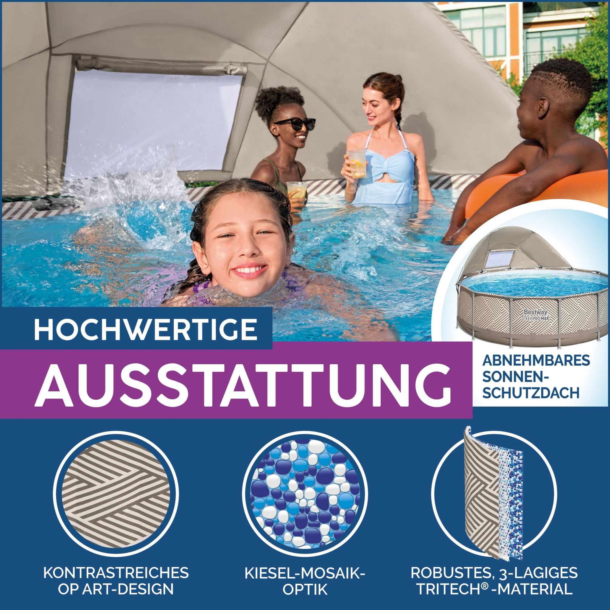 Bestway Steel Pro MAX Frame Pool Komplett-Set Ø 396 x 107 cm