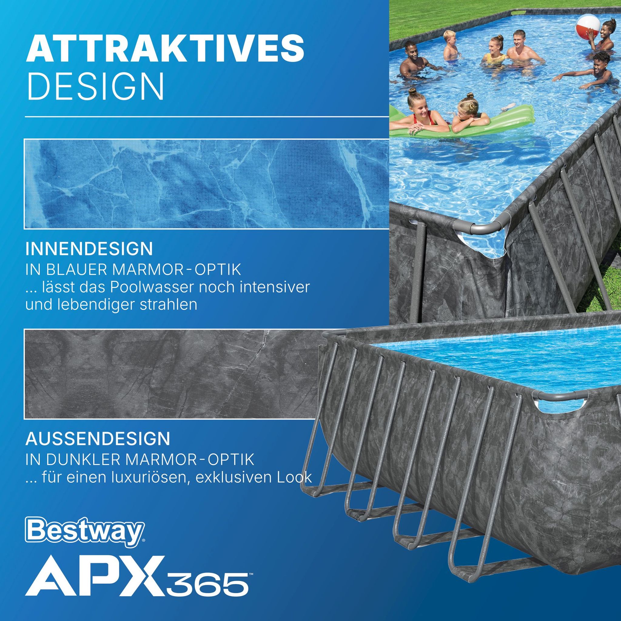 estway APX365 winterfestes Frame Pool Komplett-Set 956 x 488 x 132 cm