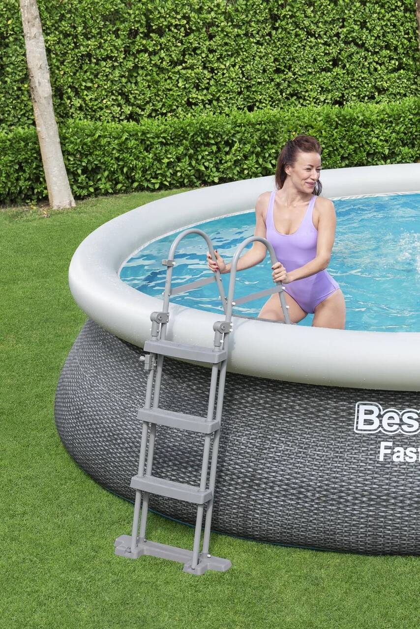 Fast Set™ Aufstellpool-Set mit Filterpumpe Ø 457 x 107 cm, Rattan-Optik (Schiefergrau), rund 57372_22 Fast Set™ Aufstellpool-Set mit Filterpumpe Ø 457 x 107 cm, Rattan-Optik (Schiefergrau), rund 57372_22