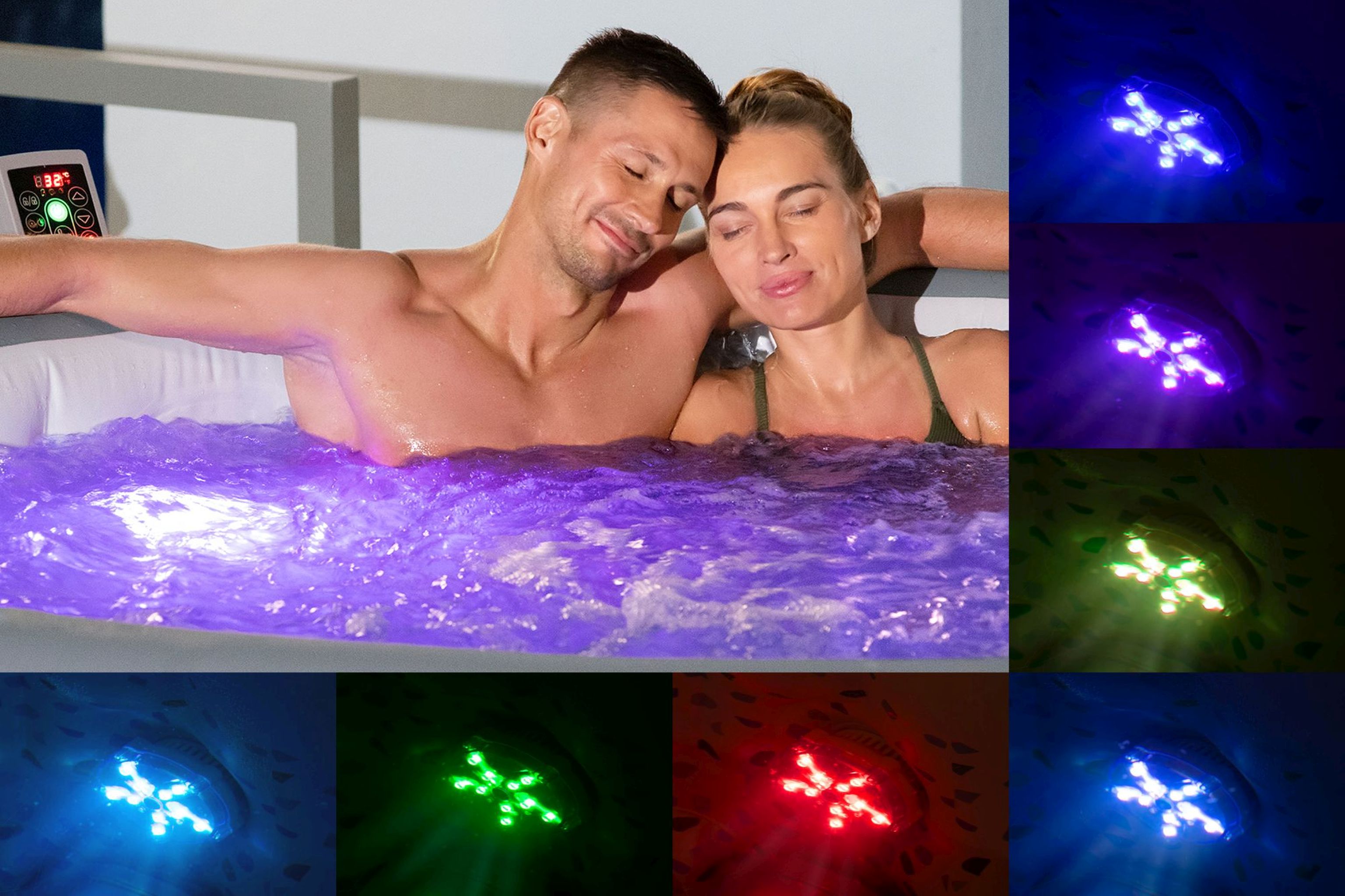 LAY-Z-SPA LED-Licht 7-farbig 9,2 x 6,2 cm Beleuchtung IP68