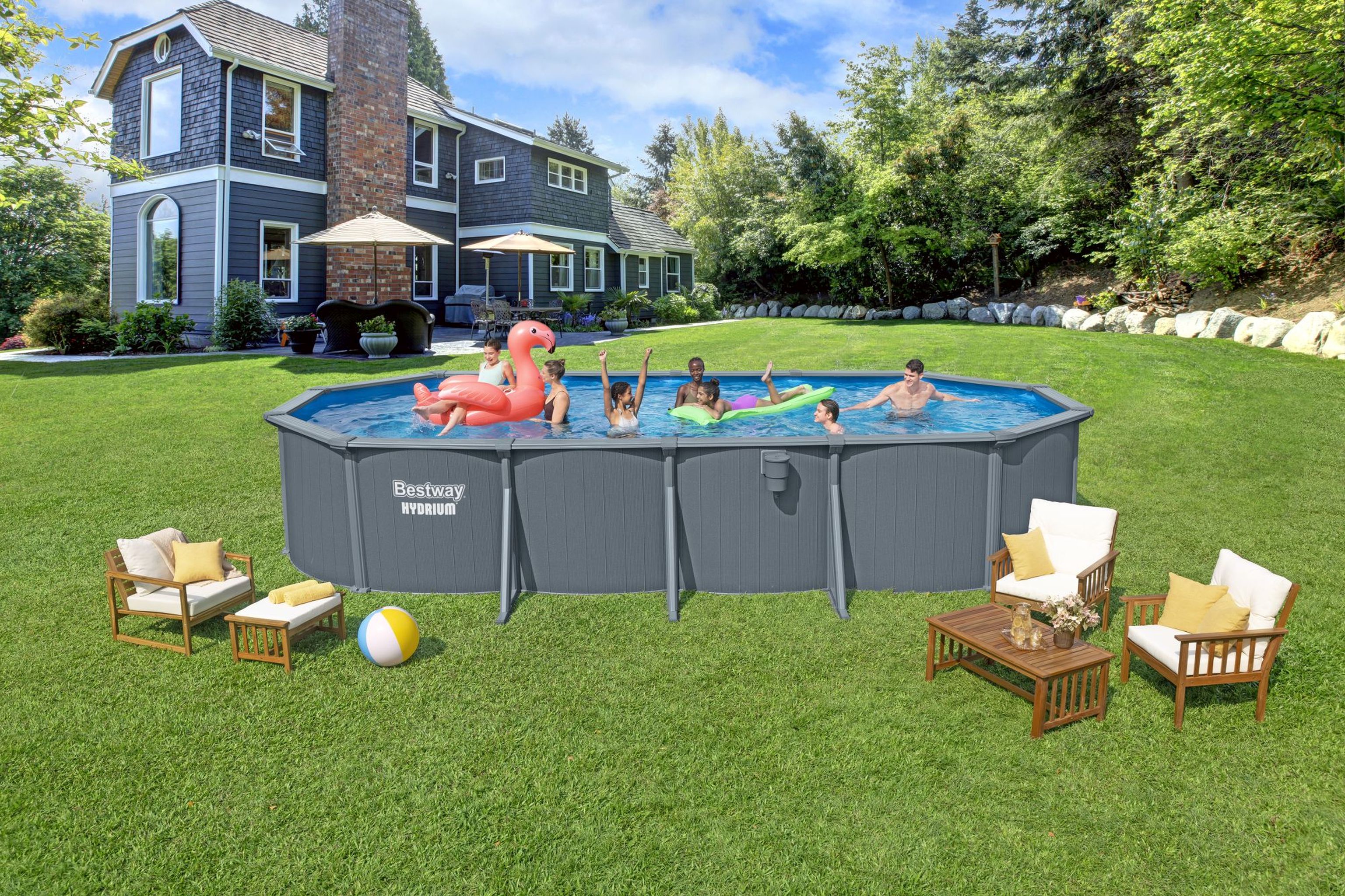 Bestway Hydrium Stahlwandpool Komplett-Set 732 x 366 x 132 cm oval Bestway Hydrium Stahlwandpool Komplett-Set 732 x 366 x 132 cm oval
