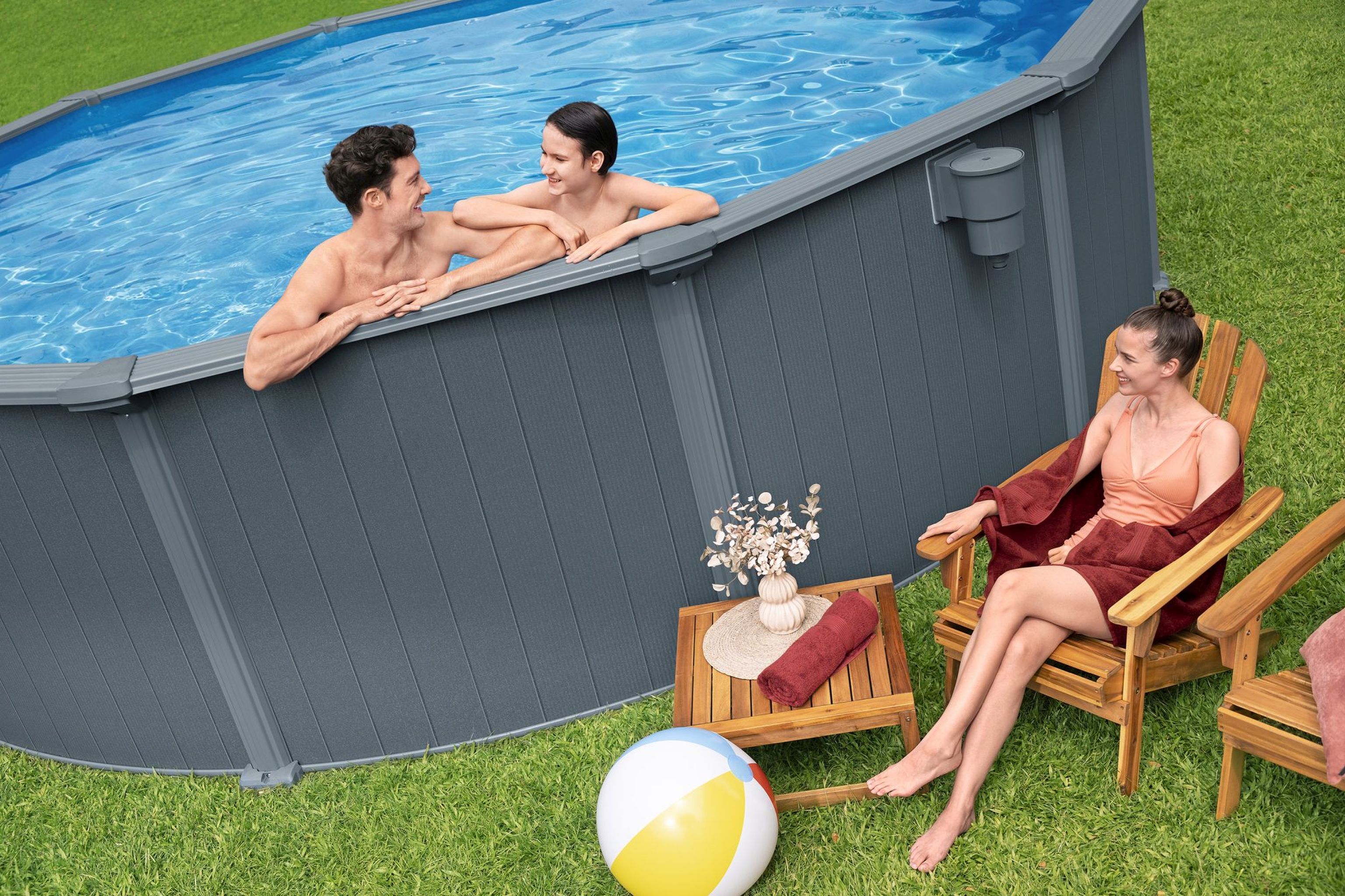 Bestway Hydrium Stahlwandpool Komplett-Set Ø 488 x 132 cm rund