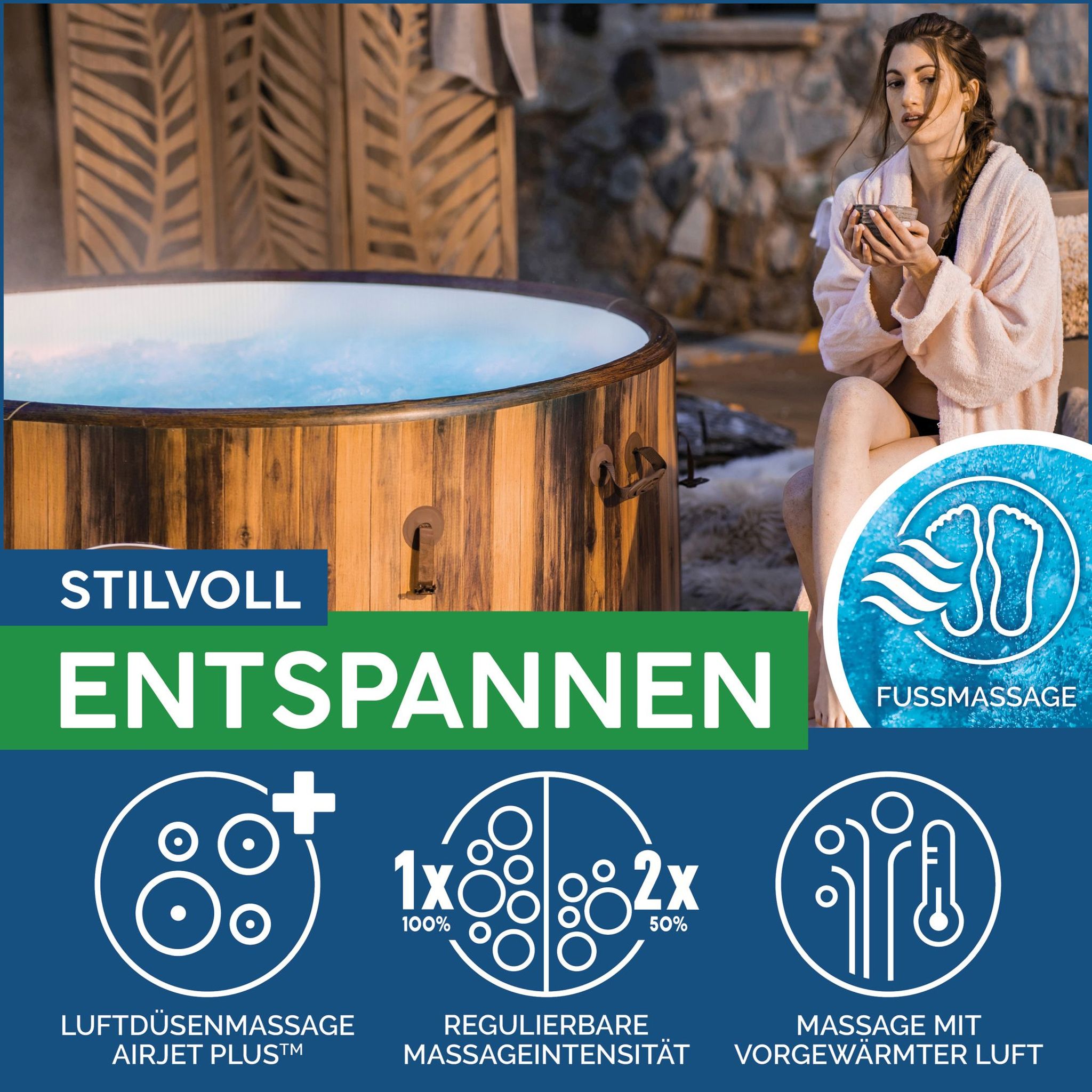 Bestway LAY-Z-SPA Helsinki AirJet Plus Whirlpool Ø 180 x 66 cm 7 Personen Bestway LAY-Z-SPA Helsinki AirJet Plus Whirlpool Ø 180 x 66 cm 7 Personen