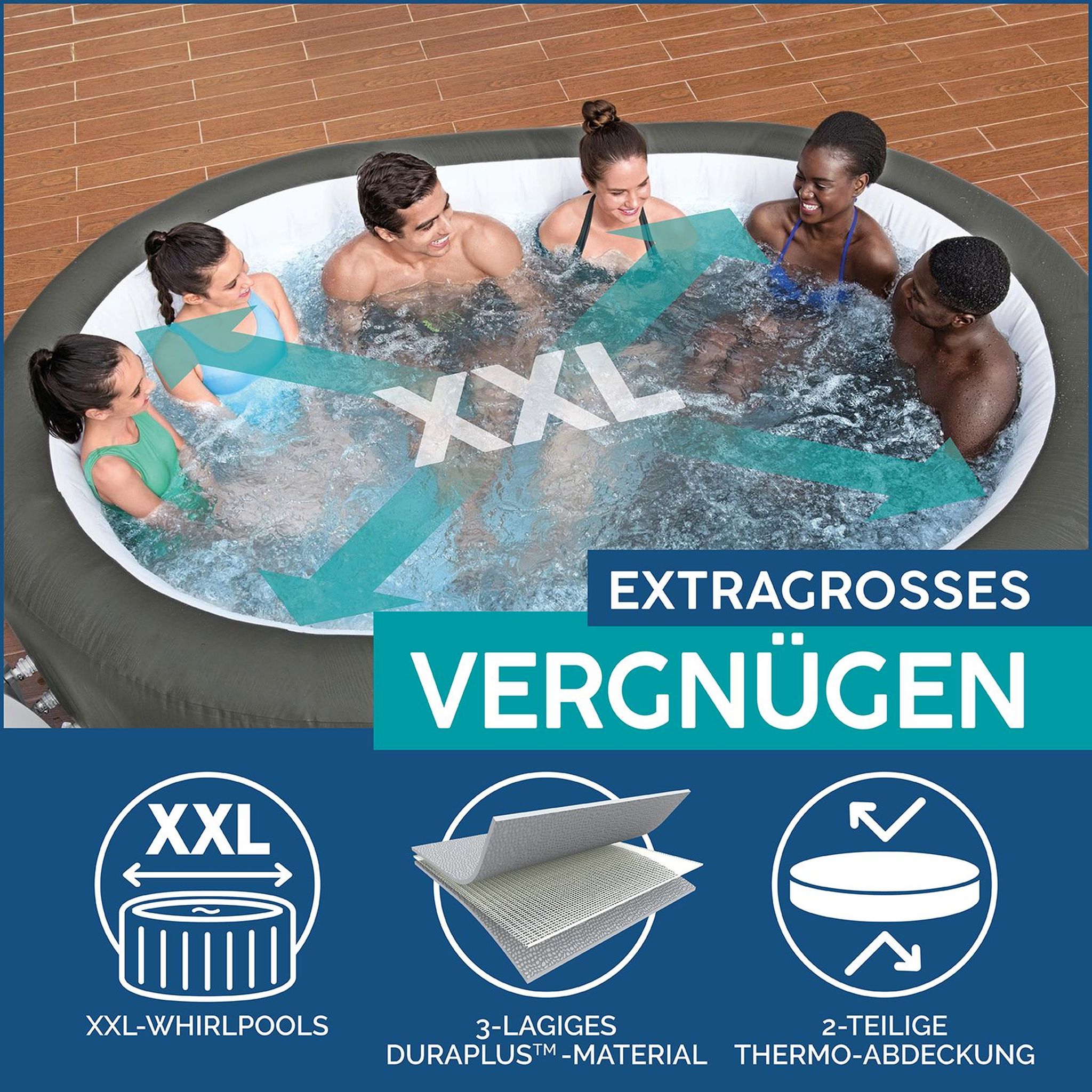 LAY-Z-SPA Mauritius AirJet XXL-Whirlpool für 7 Personen LAY-Z-SPA Mauritius AirJet XXL-Whirlpool für 7 Personen