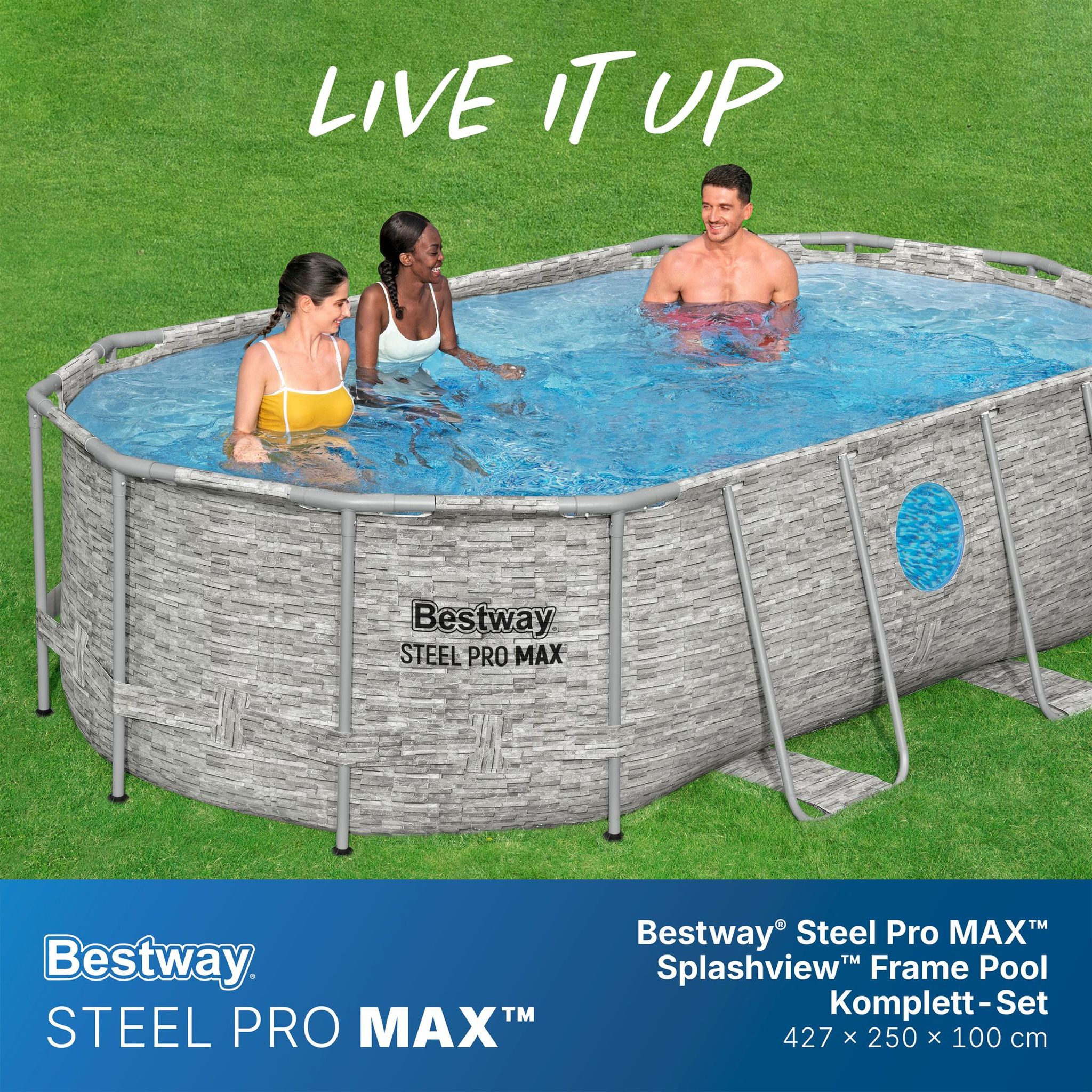Bestway Steel Pro MAX Splashview Frame Pool Set 427 x 250 x 100 cm Bestway Steel Pro MAX Splashview Frame Pool Set 427 x 250 x 100 cm