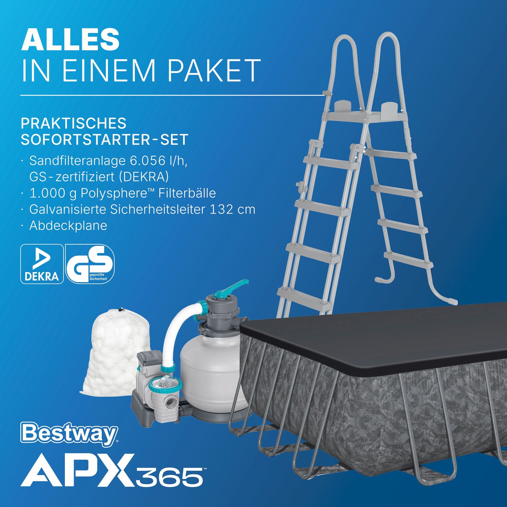Bestway APX365 winterfestes Frame Pool Komplett-Set 732 x 366 x 132 cm Bestway APX365 winterfestes Frame Pool Komplett-Set 732 x 366 x 132 cm