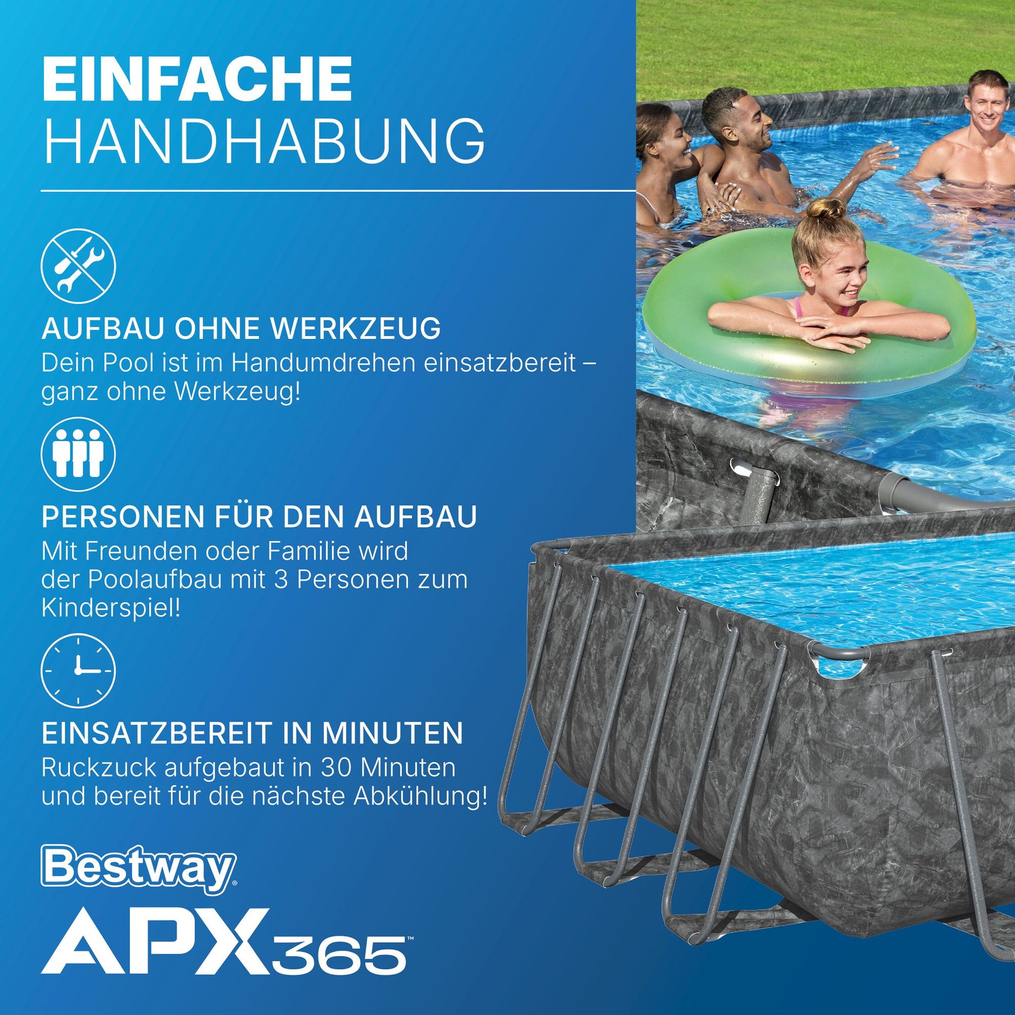 Bestway APX365 winterfestes Frame Pool Komplett-Set 732 x 366 x 132 cm Bestway APX365 winterfestes Frame Pool Komplett-Set 732 x 366 x 132 cm