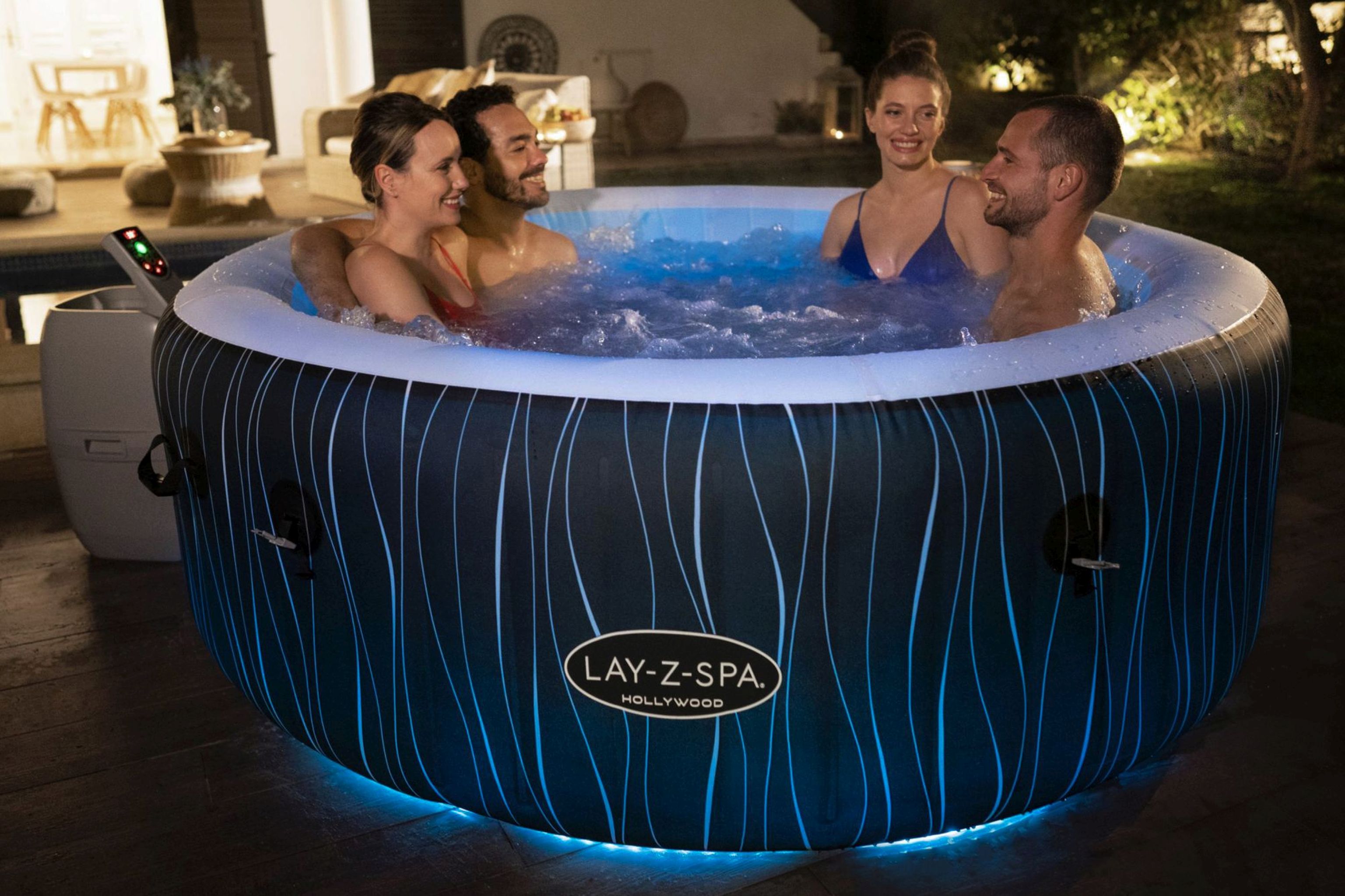 LAY-Z-SPA Hollywood AirJet LED-Whirlpool Ø 196 x 66 cm für 6 Personen LAY-Z-SPA Hollywood AirJet LED-Whirlpool Ø 196 x 66 cm für 6 Personen